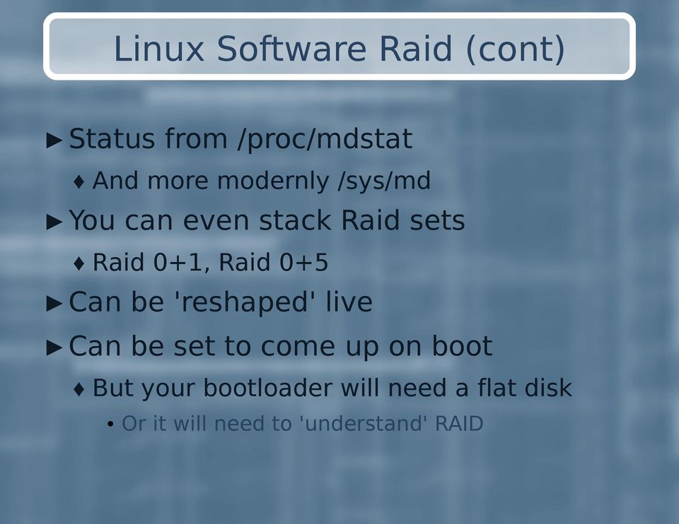 The Software-RAID HOWTO, 2000, Jakob Østergaard (перевод на русский)