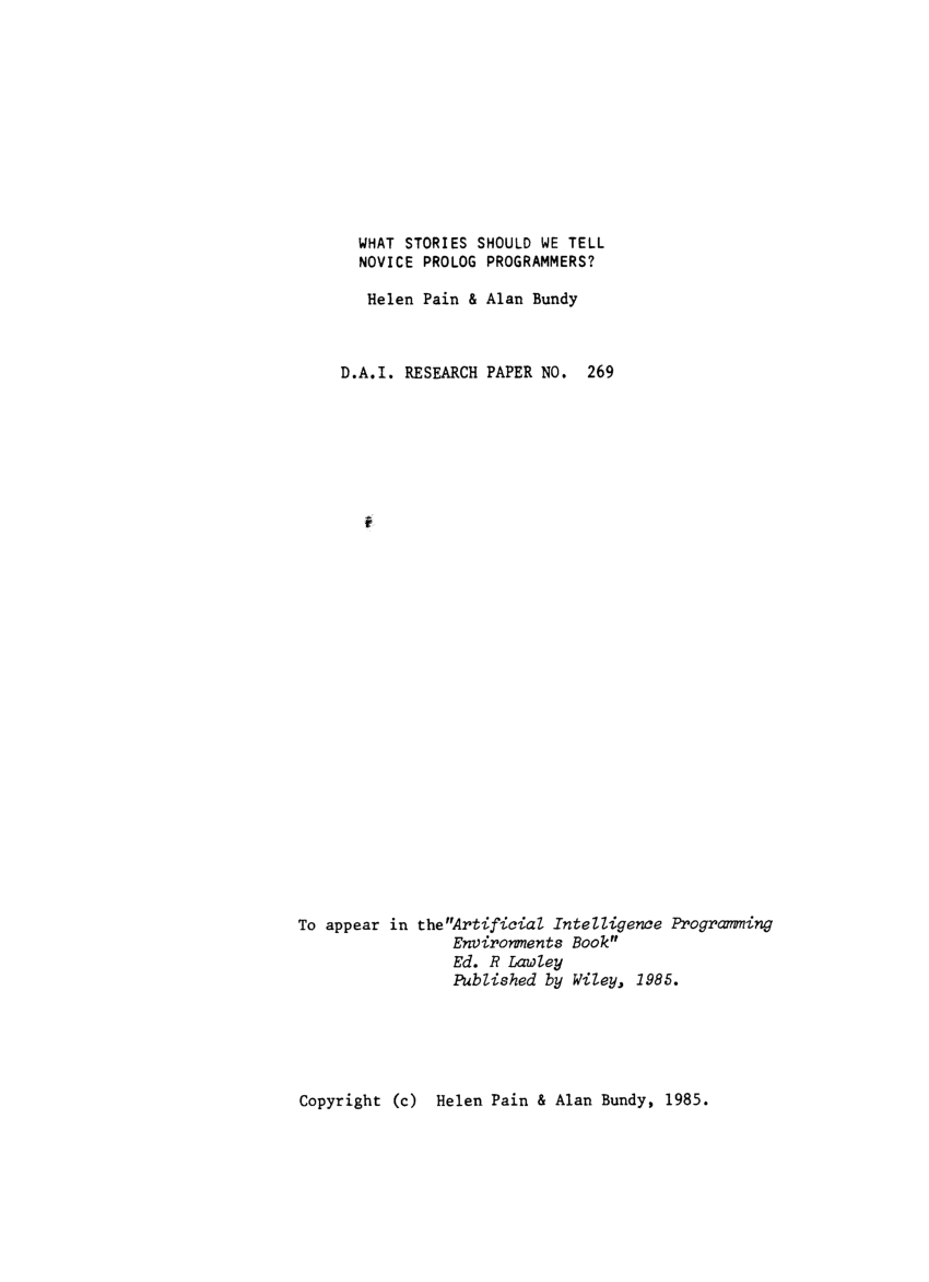 Prolog Programming A First Course by Paul Brna