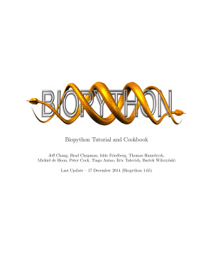Biopython Tutorial and Cookbook by Jeff Chang, Brad Chapman, Iddo Friedberg, Thomas Hamelryck, Michiel de Hoon, Peter Cock, Tiago Antao, Eric Talevich, Bartek Wilczy´nski