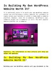 Is Building My Own WordPress Website Worth It?